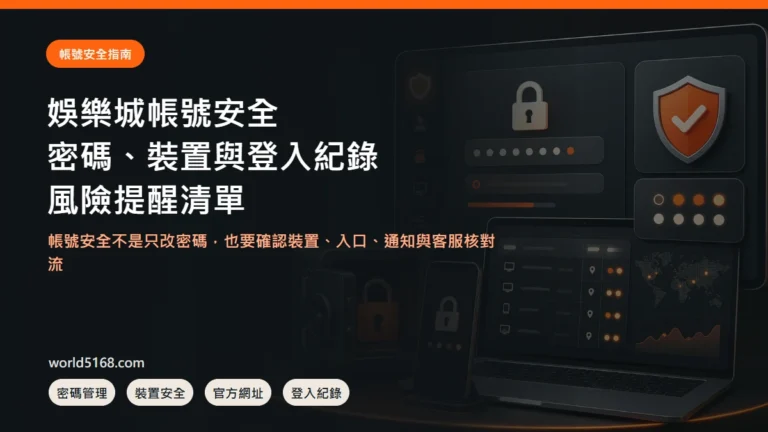 娛樂城帳號安全,密碼、裝置、登入紀錄與風險提醒封面圖
